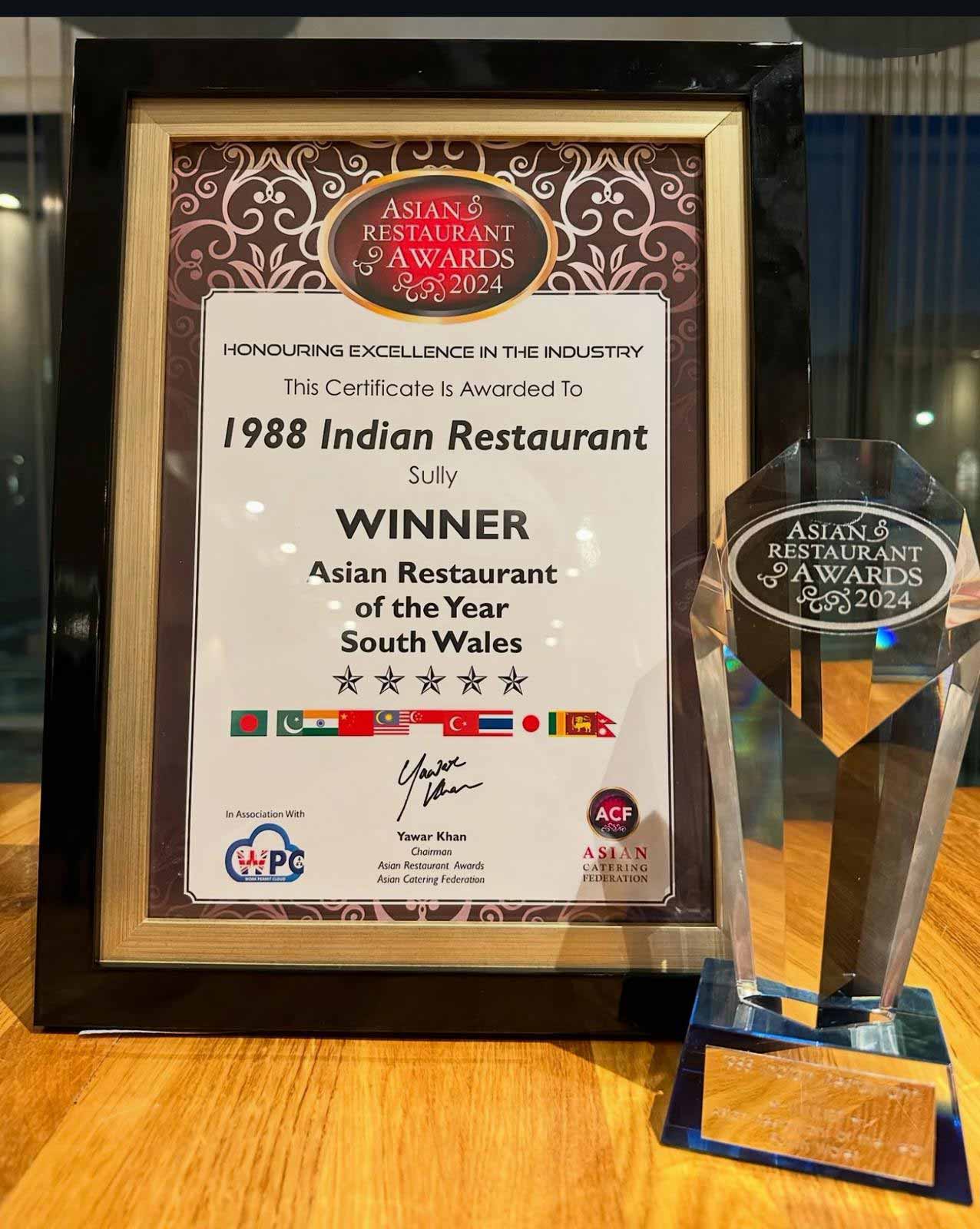 1988 Award Winning Indian Restaurant